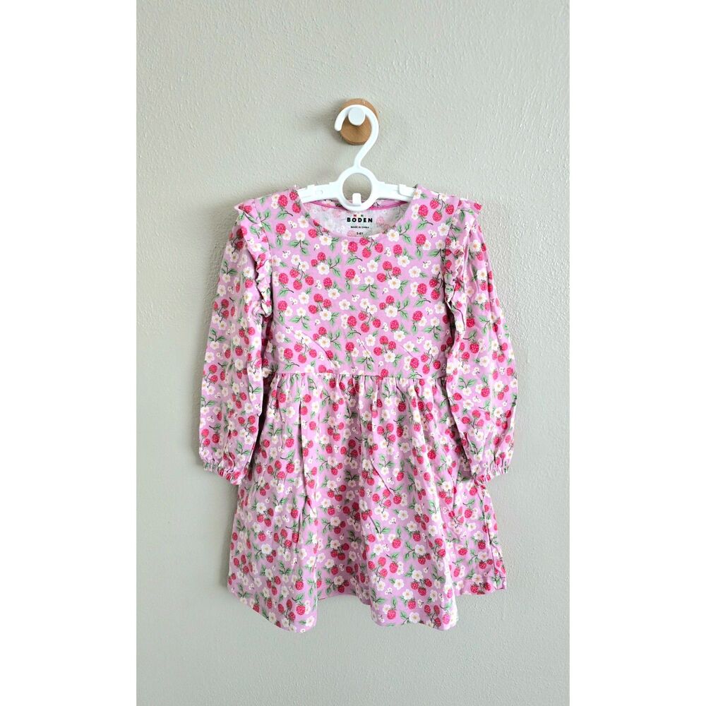 NWOT Mini Boden Posie Long Sleeve Jersey Dress-Soft Lavender Vintage Berry, 5/6